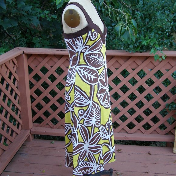 🌞🏝 New size 8 Summer Dress Bold Yellow and Brown Tropical print - Picture 8 of 11
